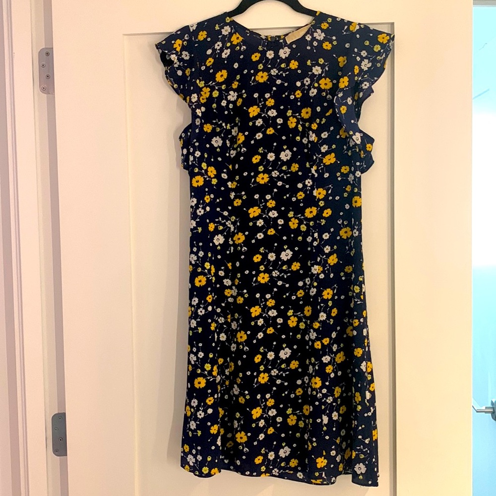 Michael Kors navy floral midi summer dress, size medium